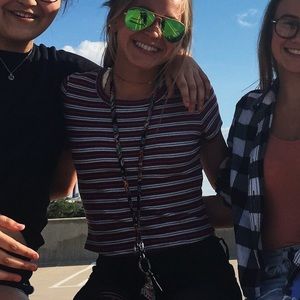 Hollister ribbed striped crop tee